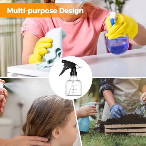 24 Pcs Empty Refillable Spray Bottles, 8 oz Small Leak-Proof Sprayers, Dual Scale Plastic Spray Bottles with Adjustable Nozzle for Hair Care Cleaning Gardening