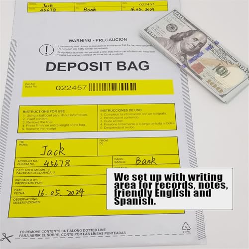Plastic Deposit Bags 100 Pack 9''x12'', Opaque Security Bank Deposits,Cash register,Money bag for Cash,Bank Pocket,Tamper-Evident,Unique Barcode - style: 100-Pack Opaque 9''x12''