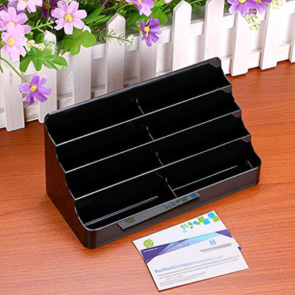 Hipiwe 2-Pack Acrylic Business Card Holder Card for Desk, 8 Pockets - color: Black