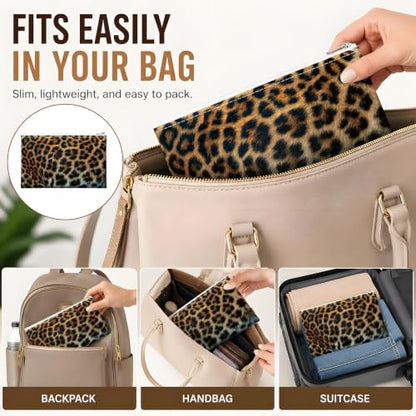 Money Bag with Zipper, Cute PU Leather Cash Bags, Portable Bank Bag Money Pouch for Cash, Coins, Checks, Receipts, Invoices Cosmetics Tools, Deposit Bag for Office Travel, Close Up Leopard - color: Close Up Leopard