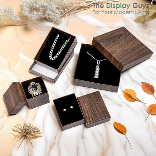 TheDisplayGuys 24-pack Cardboard Gift Boxes w. Velvet Jewelry Insert & Lids - color: Wood-Grain