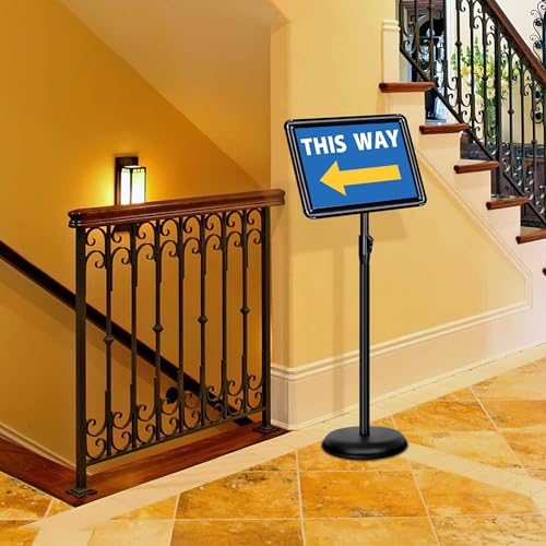 4Pack 8.5x11 Sign Stand - Adjustable Floor Standing Sign Holder - color: Black, size: 8.5"x11"-4Pack