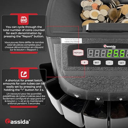 Cassida C200CAD Canadian Coin Sorter, Counter and Roller - size: Medium (C200 CAD - 300 coins)