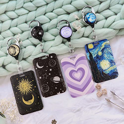 Blue Art ID Badge Holder Lanyard & Retractable Badge Reel Clip Cool Van Gogh Keychain for Women Men Girls for Keys ID Badges Nurse Neck School Lanyard ID Holder - color: Van Gogh