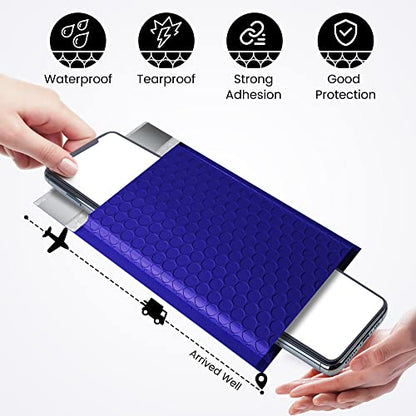 Fuxury 100 Pack 4x8" Bubble Mailers Royal Blue Shipping Padded Envelopes - color: Royal Blue, size: 4×8" 100PC