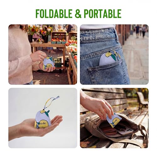 Stelle Lightweight Reusable Grocery Bag with Handles Ripstop Nylon Foldable Tote Shopping Bags for Travel and Groceries - color: Lemon Delight