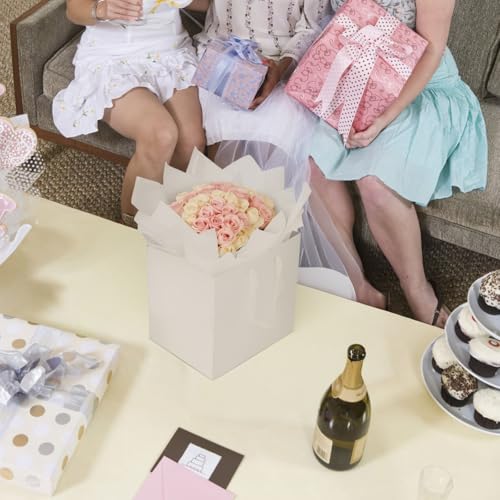 Papertide 12 Pack 6x6x6 inch White Square Gift Bags with Tissue Ppaper - color: White