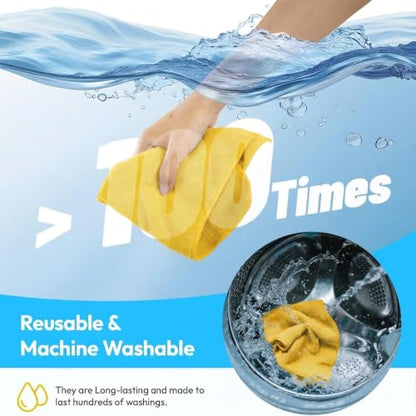 Microfiber Cleaning Cloth 12 Pack, 12 x 12 Inch Yellow - color: Yellow