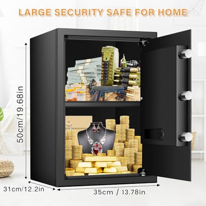 [3.3Cub] Large Home Safe Box with Fireproof Waterproof Bag, 19.7" Tall Safe - size: 3.3 Cub