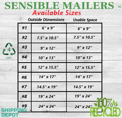 Sensible Mailers – 25 Pack of 24x24” Fully Recycled Poly Mailers Grey – Shipping Envelopes for Small Business