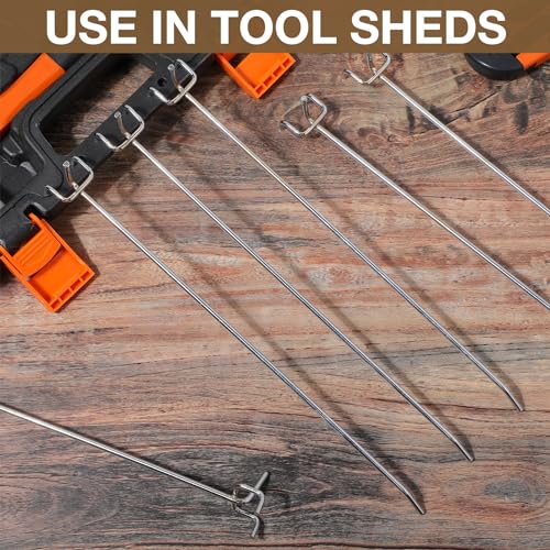 Funrous 100 Pack 12 Inch Stainless Steel Hooks for Pegboard, Silver - size: 12 Inch