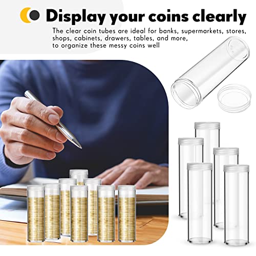 SATINIOR 20 Pcs Half Dollar Coin Tubes Round Clear with Screw on Lid