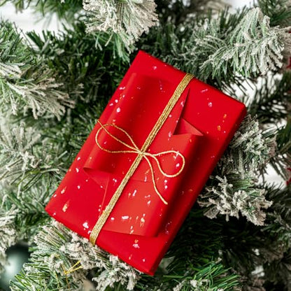 WRAPAHOLIC 30 Inch Red Wrapping Paper Roll - 30 Inch x 16.5 Feet - Red Gold Design with Silky Touch Perfect for Christmas, Birthday, Holiday, Wedding, Baby Shower - color: Red, size: 30 inch x 16.5 feet