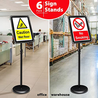 6Pack 11x17 Sign Holder Stand, Adjustable Floor Standing Sign Holder - color: Black, size: 11"x17"-6Pack