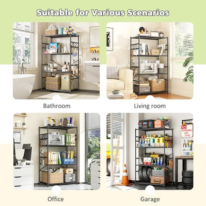 DurayLoly Heavy Duty 4-Tier 400LBS Metal Shelving with Hooks,Kitchen Pantry - size: 23.6" W x 13.8" D x 60.4" H (4T)