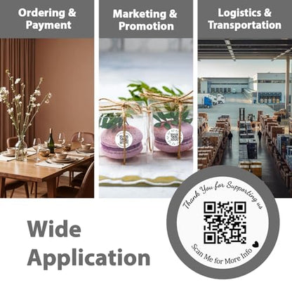 Custom QR Code Stickers - 50-1000pcs Round Vinyl Labels Sized in 1.5/2/2.5/3/4/5 inches for Business Promotion, Events and Personal Use