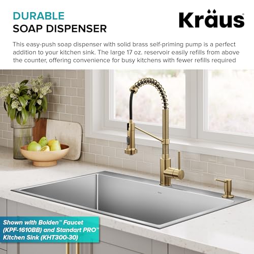 KRAUS Kitchen Soap and Lotion Dispenser in Spot-Free Brushed Brass, KSD-43SFBB - color: Spot Free Brushed Brass