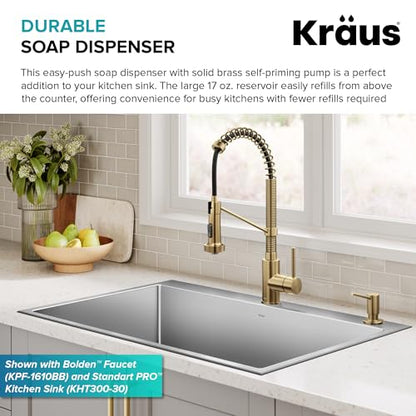 KRAUS Kitchen Soap and Lotion Dispenser in Spot-Free Brushed Brass, KSD-43SFBB - color: Spot Free Brushed Brass