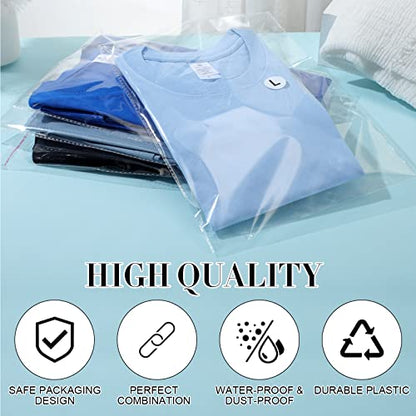 Epakh 200 Pcs Clear Plastic Shirt Bags with 3500 Stickers, 11 x 14 Inch - size: 11 x 14 Inch