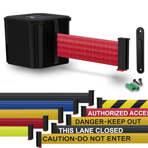 Wall Mounted Black Retracta-Belt 15' Red Belt Barrier - color: Black Case w/ Red Belt, size: 15' Belt