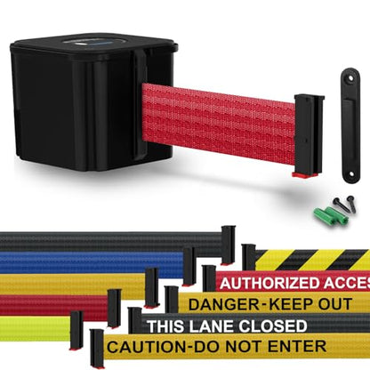 Wall Mounted Black Retracta-Belt 15' Red Belt Barrier - color: Black Case w/ Red Belt, size: 15' Belt
