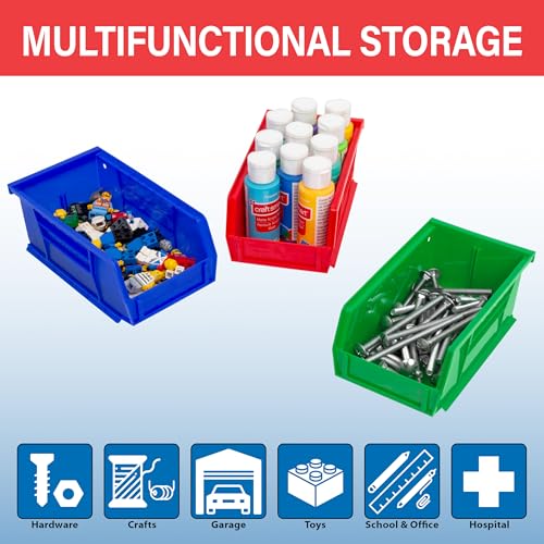 Akro-Mils 30220 AkroBins Plastic Storage Bins, 7"x4"x3", Blue, 24-Pack - color: Blue