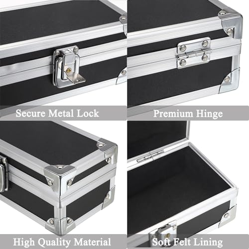 Hipiwe Lockable Cash Box with Key and Single Row Currency Tray - color: Black+Silver, size: Small