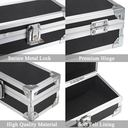 Hipiwe Lockable Cash Box with Key and Single Row Currency Tray - color: Black+Silver, size: Small
