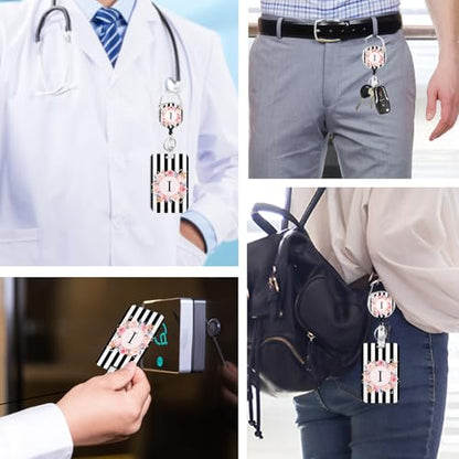 2 Pack A-Z Letter ID Badge Holder with Clip Badge Reels - color: 2pack-i