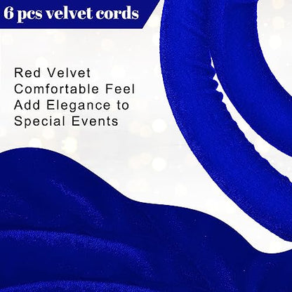 Fumete 6 Pcs Velvet Rope 4 Feet with Gold Hook Crowd Control, Navy Blue - color: Navy Blue