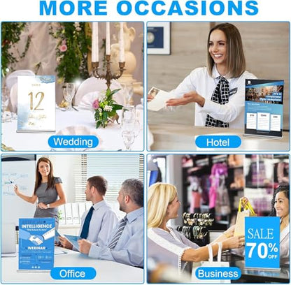 EHWINE 16 Pack Acrylic Sign Holders 5x7 Double-Sided Tabletop Display Stands for Menus Flyers & Signs, Clear Acrylic Picture Frame for Office Business Store & Events - size: Vertical 16 Pack 5x7 Inch