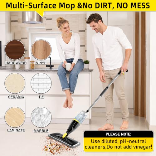 Hardwood Floor Mops for Floors Cleaning: Spray Mops Wet Dust Mop Refillable - color: Yellow/Black