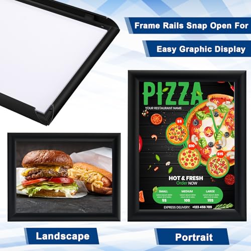 Blulu 2 Pack Aluminum Snap Frame 11 x 17 Inch, Black - color: Black, size: 11 x 17 Inch