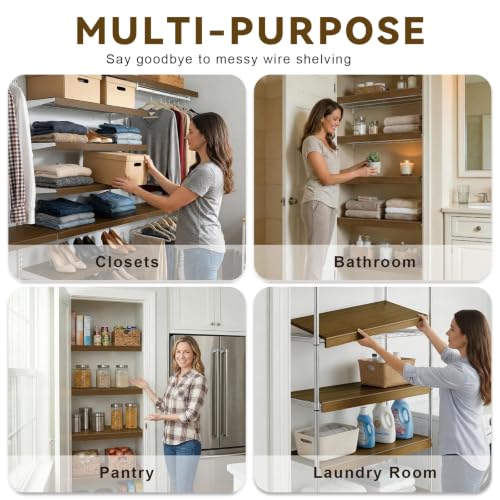 Wood 12x33 in 5-Pack pantry shelves cover capable of preventing falling items, great for apartment dwellers in bathroom - color: Wood, size: 33x12x2.5in
