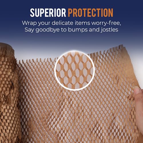Honeycomb Packing Paper For Moving 15" x 300ft With Rope & Fragile Stickers - size: 15" x 300ft
