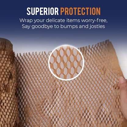Honeycomb Packing Paper For Moving 15" x 300ft With Rope & Fragile Stickers - size: 15" x 300ft