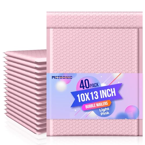 METRONIC Bubble Mailers 10x13" Padded Envelopes Light Pink 40 Pack - color: Light Pink, size: 10x13" 40PC