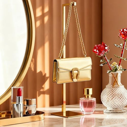Gold Purse Display Stand, 2 Pack Handbag Display Stand Adjustable Height Stainless Steel Stability Non-slip Base,22lbs Large Bags Display Rack Luxury Purse Holder for Table Retail Closet - color: A-Gold
