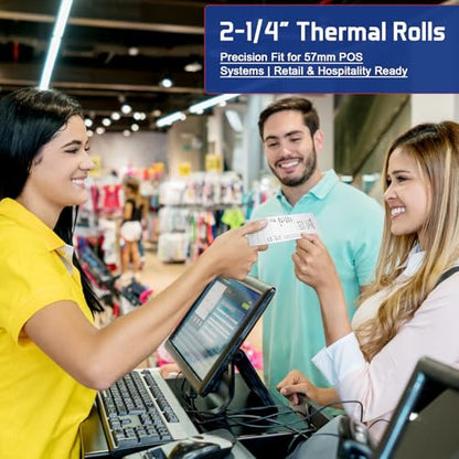 (100 Rolls) Premium 2 1/4 x 85 Thermal Paper Rolls - BPA Free Credit Card Receipt Paper for POS, ATM & Restaurant Printers - size: 100 Rolls 2 1/4" x 85' Thermal Paper