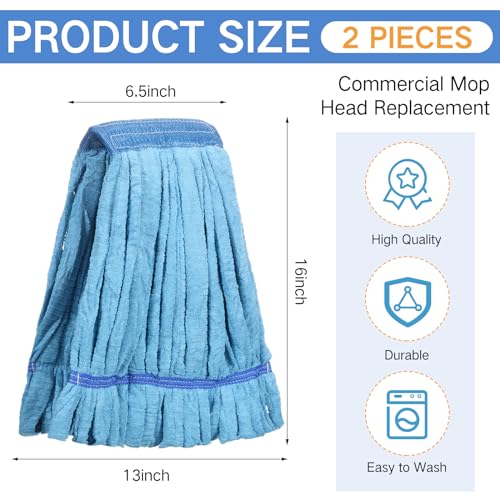 Lallisa 2 Pcs Commercial Mop Head Replacement 18 Oz Tube Microfiber Mop Heads for Floor Cleaning Industrial Mop Heads Blue Looped End Wet Mop Head Refill for Home Commercial Industrial Use - color: Blue
