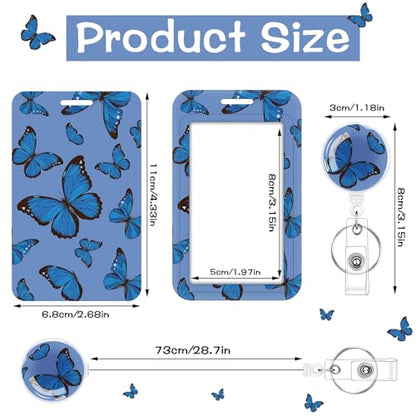 3 Pack Butterfly Badge Holder with Retractable Reel, Vertical Id Case - color: Butterfly
