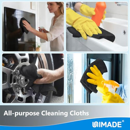 UNIMADE Microfiber Cleaning Cloth, 100 Sheets Microfiber Towels for Cars - color: Black