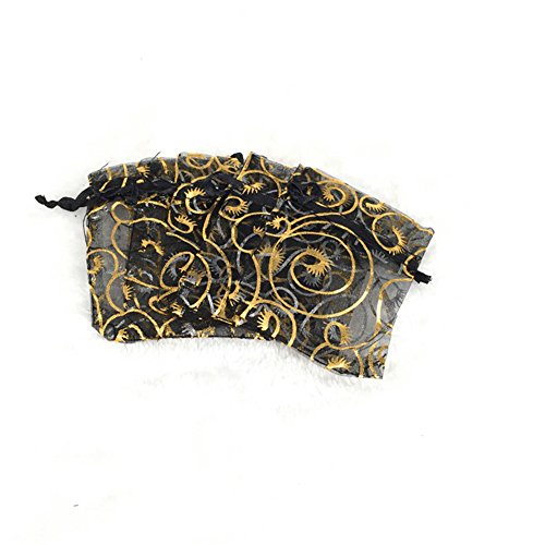 Wudygirl 100 PCS Organza Bags 4"x6" Gift Bags with Drawstring Black Eyelash - color: Black Eyelash, size: 4x6 IN