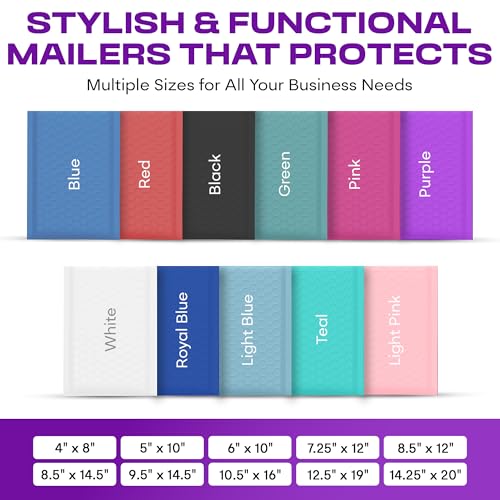 Purple Bubble Mailers 4x8, Self Seal Poly Padded Envelopes #000, 500 Pack - color: Purple, size: 4"x8" / 500 Pack