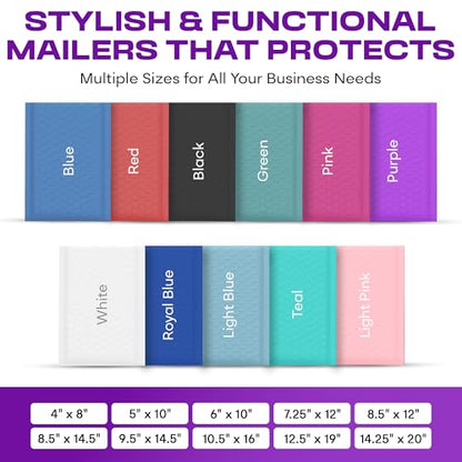 Purple Bubble Mailers 4x8, Self Seal Poly Padded Envelopes #000, 500 Pack - color: Purple, size: 4"x8" / 500 Pack
