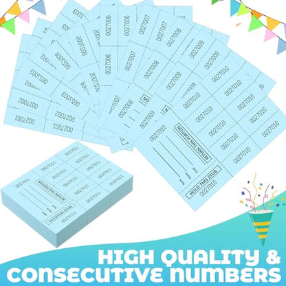 Kosiz 600 Pcs Raffle Ticket Basket Chinese Auction Ticket 10 Per Sheet Unduplicated for Back to School Events Silent Auction Classroom Church Fundraiser, 3.3 x 4.5 Inch(Blue) - color: Blue