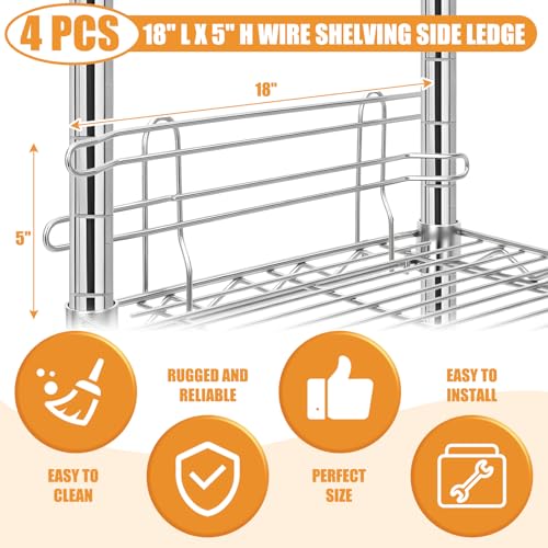 MorningRo 4 Pcs Silver Chrome Wire Shelf Ledge, 18" L x 5" H - color: Silver, size: 18" L X 5" H