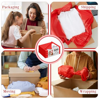 500 Sheets Red Tissue Paper Bulk 20 x 30 Inch for Christmas Gift Bags - color: Red, size: 20 x 30 Inch