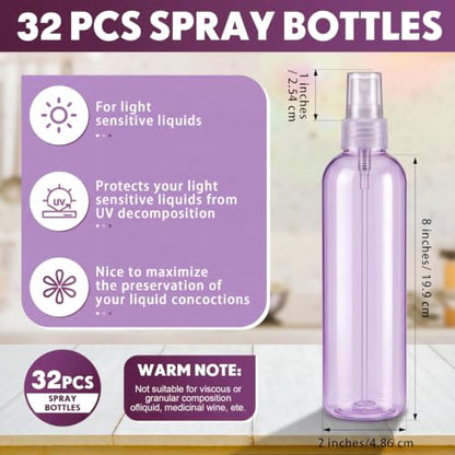 Eccliy 32 Pcs 8 oz Spray Bottles Fine Mist, Purple, Clear - color: Purple, style: Clear