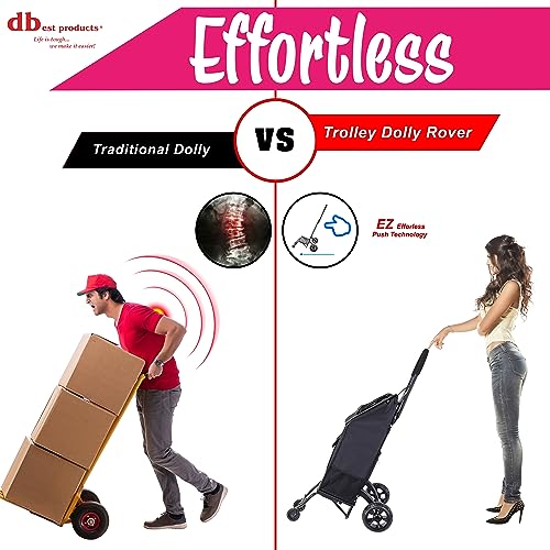 dbest Products Trolley Dolly Rover with Bag, 4 Wheeled Grocery Shopping Cart Push Folding Utility Hand Truck Swivel Wheels Garden Lightweight Luggage Carrito de Compras Plegable - size: Rover With Bag